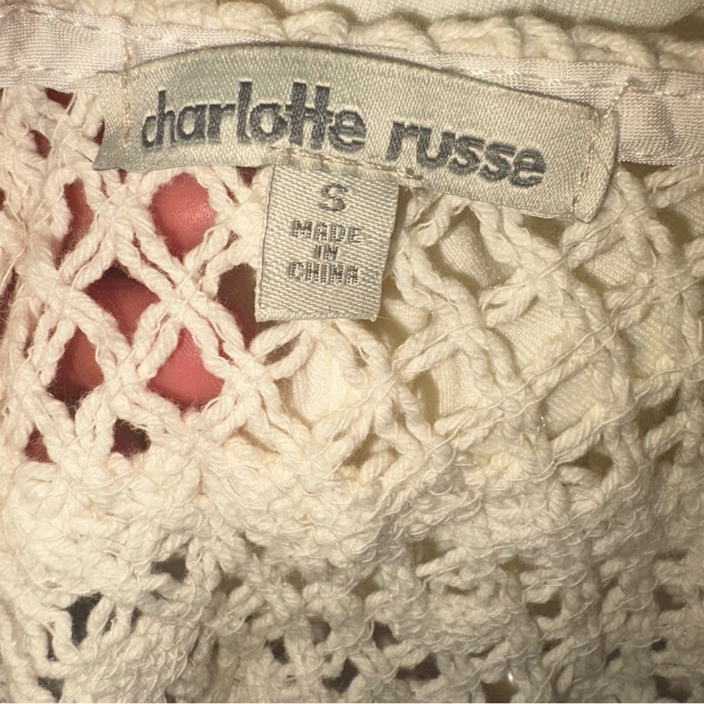 Charlotte Russe White Mini Crochet Dress - Small - Picture 2 of 5
